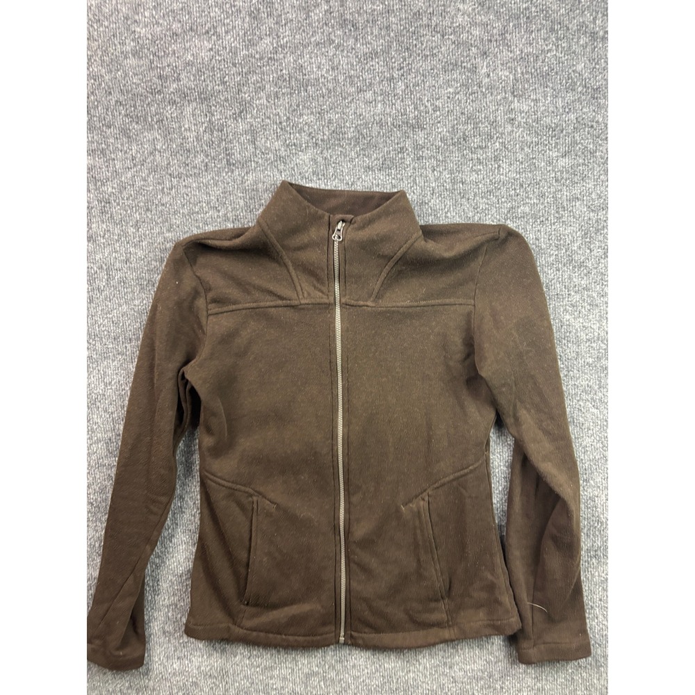 REI Fleece Jacket Womens Small Brown Wool‎ Blend Full Zip Mock Neck Outdoor